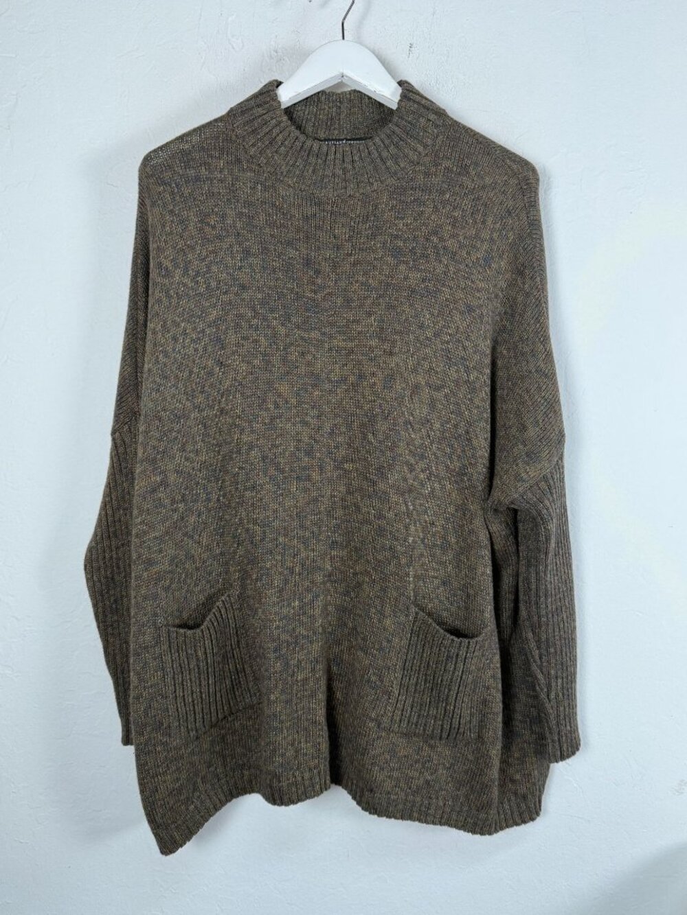 Peruvian Connection Womens Marled Alpaca Wool Blend Oversized Sweater M/L Brown